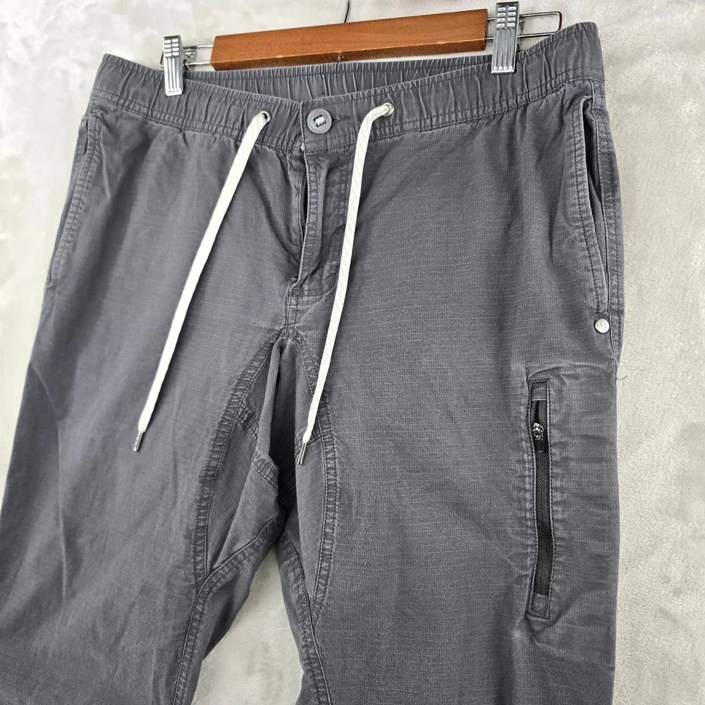 Vuori Ripstop Climber Pants Mens Large Charcoal Gray Elastic Waist Cargo Jogger